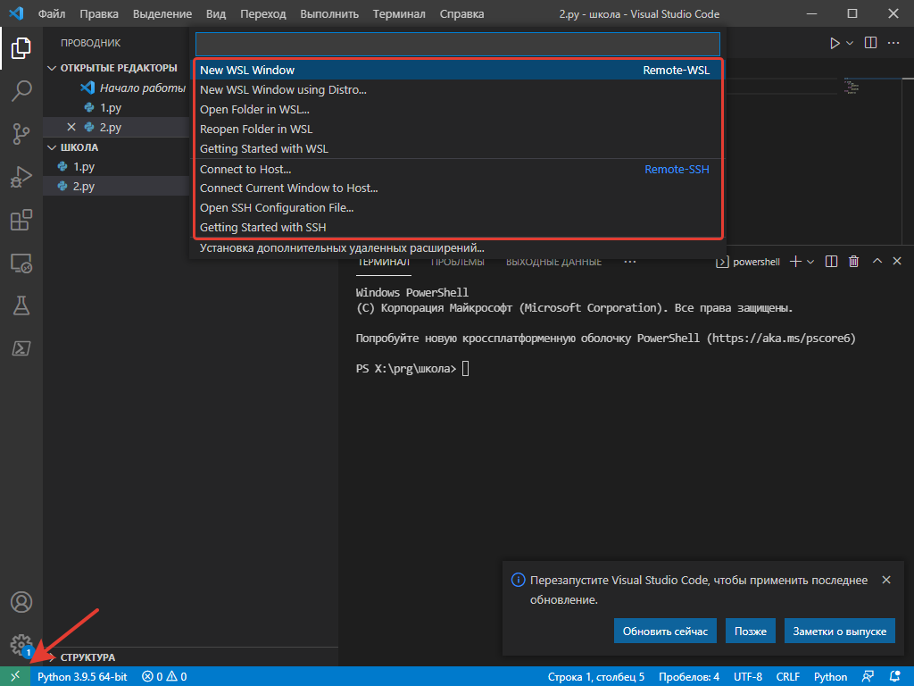 поддержка wsl и ssh в vscode